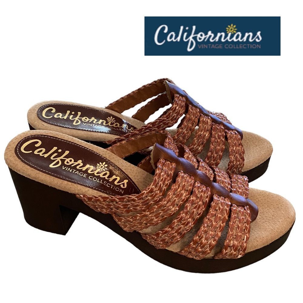 CALIFORNIANS Dawn Women's Platform  Woven Heeled Slide Sandals NEW 10